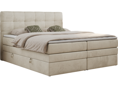 Łóżko kontynentalne LUKA KING 200x200 - H4 - beżowy, welwet