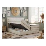 Łóżko kontynentalne LUKA KING 200x200 - H4 - beżowy, welwet