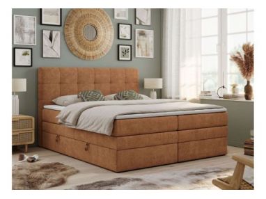 Łóżko kontynentalne LUKA KING 120x200 - H3 - pomarańczowy, struktura