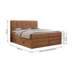 Łóżko kontynentalne LUKA KING 120x200 - H3 - pomarańczowy, struktura