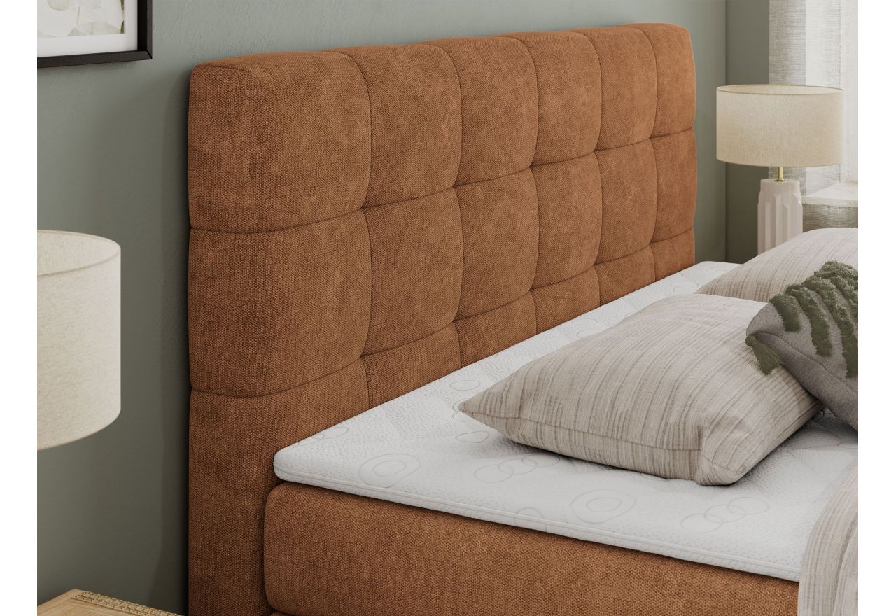 Łóżko kontynentalne LUKA KING 140x200 - H3 - pomarańczowy, struktura