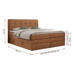 Łóżko kontynentalne LUKA KING 200x200 - H3 - pomarańczowy, struktura