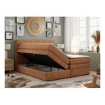 Łóżko kontynentalne LUKA KING 200x200 - H3 - pomarańczowy, struktura