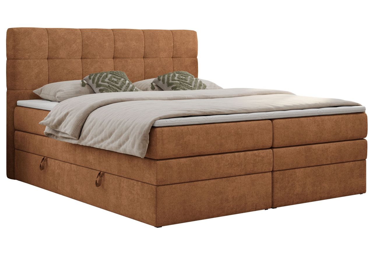 Łóżko kontynentalne LUKA KING 140x200 - H4 - pomarańczowy, struktura