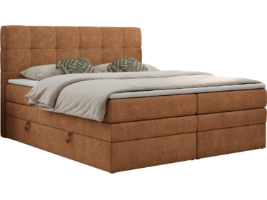 Łóżko kontynentalne LUKA KING 160x200 - H4 - pomarańczowy, struktura