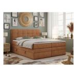 Łóżko kontynentalne LUKA KING 180x200 - H4 - pomarańczowy, struktura