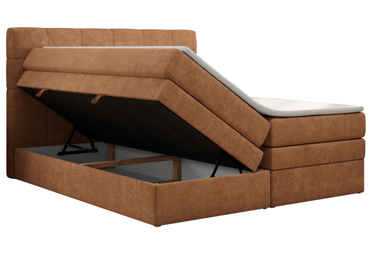 Łóżko kontynentalne LUKA KING 200x200 - H4 - pomarańczowy, struktura