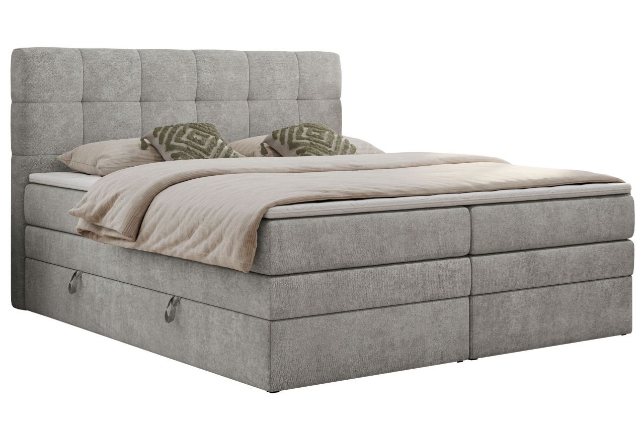 Łóżko kontynentalne LUKA KING 140x200 - H3 - jasnoszary, struktura