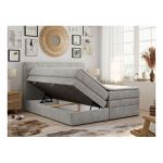 Łóżko kontynentalne LUKA KING 180x200 - H3 - jasnoszary, struktura