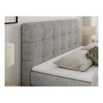 Łóżko kontynentalne LUKA KING 180x200 - H3 - jasnoszary, struktura