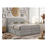 Łóżko kontynentalne LUKA KING 200x200 - H3 - jasnoszary, struktura