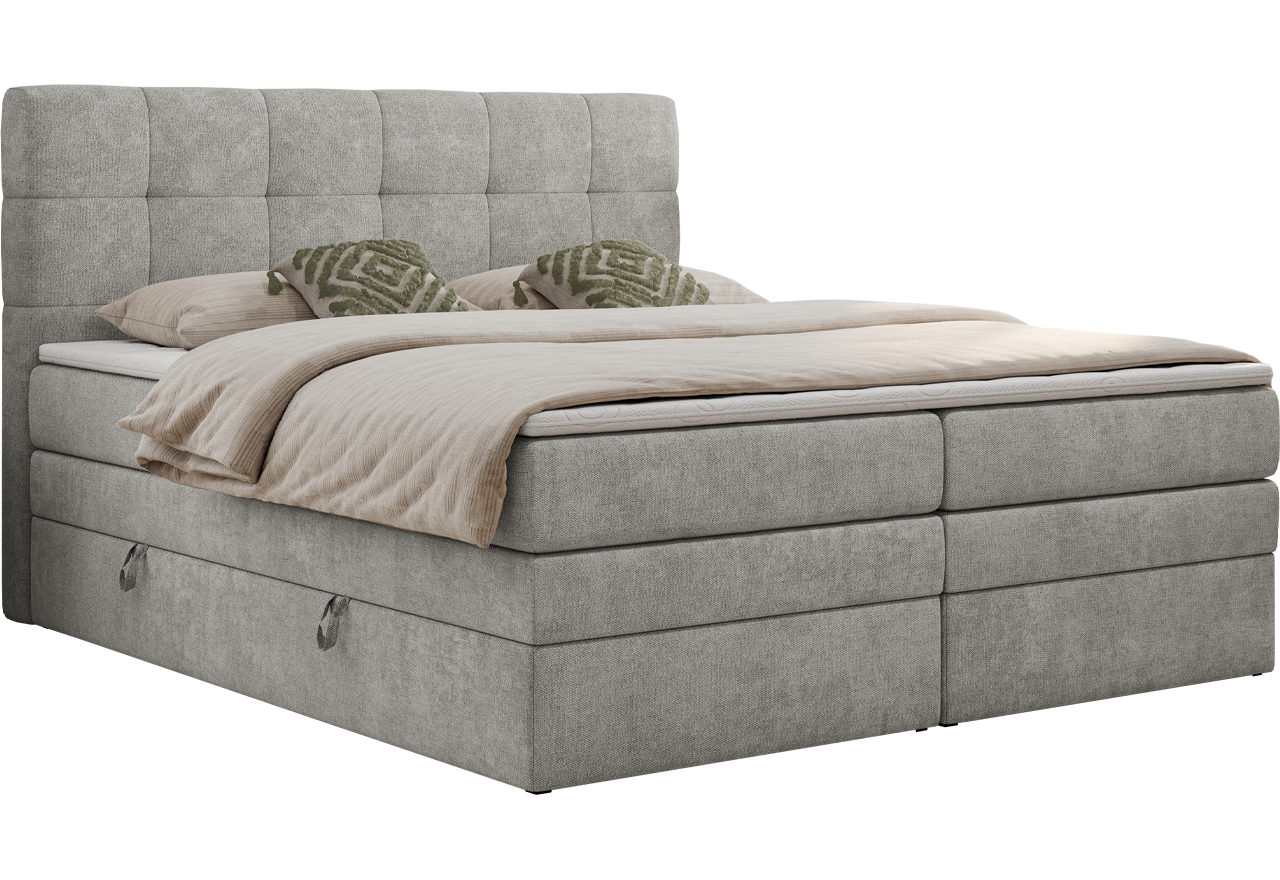 Łóżko kontynentalne LUKA KING 140x200 - H4 - jasnoszary, struktura