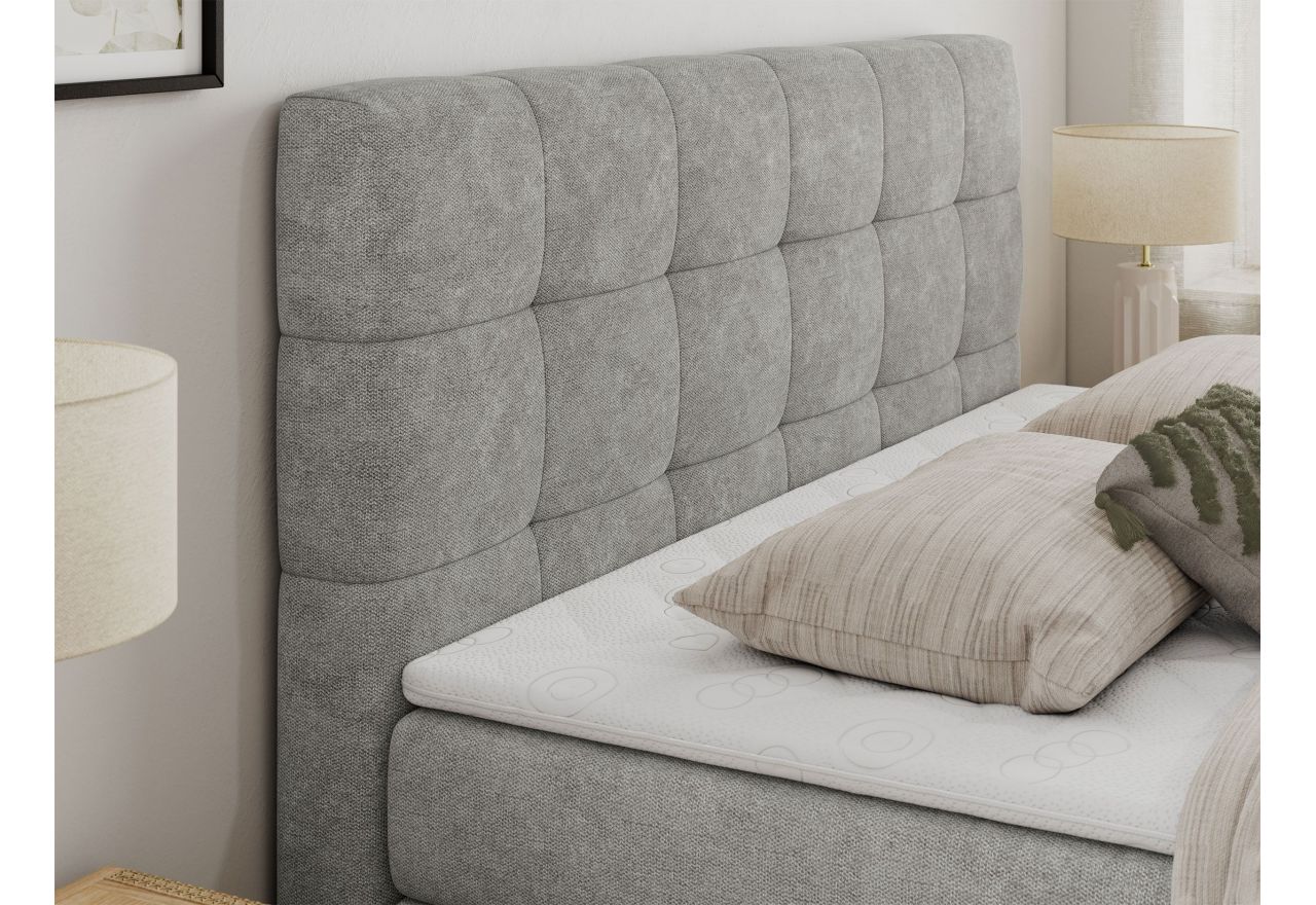 Łóżko kontynentalne LUKA KING 160x200 - H4 - jasnoszary, struktura