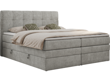 Łóżko kontynentalne LUKA KING 200x200 - H4 - jasnoszary, struktura