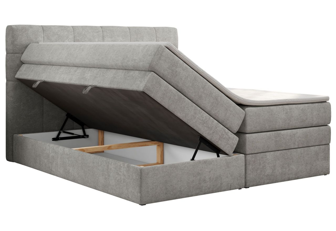 Łóżko kontynentalne LUKA KING 200x200 - H4 - jasnoszary, struktura