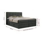 Łóżko kontynentalne LUKA KING 120x200 - H3 - ciemnoszary, struktura