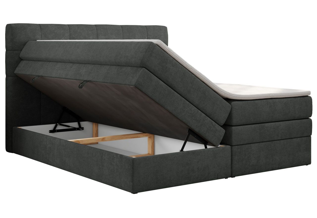 Łóżko kontynentalne LUKA KING 200x200 - H3 - ciemnoszary, struktura