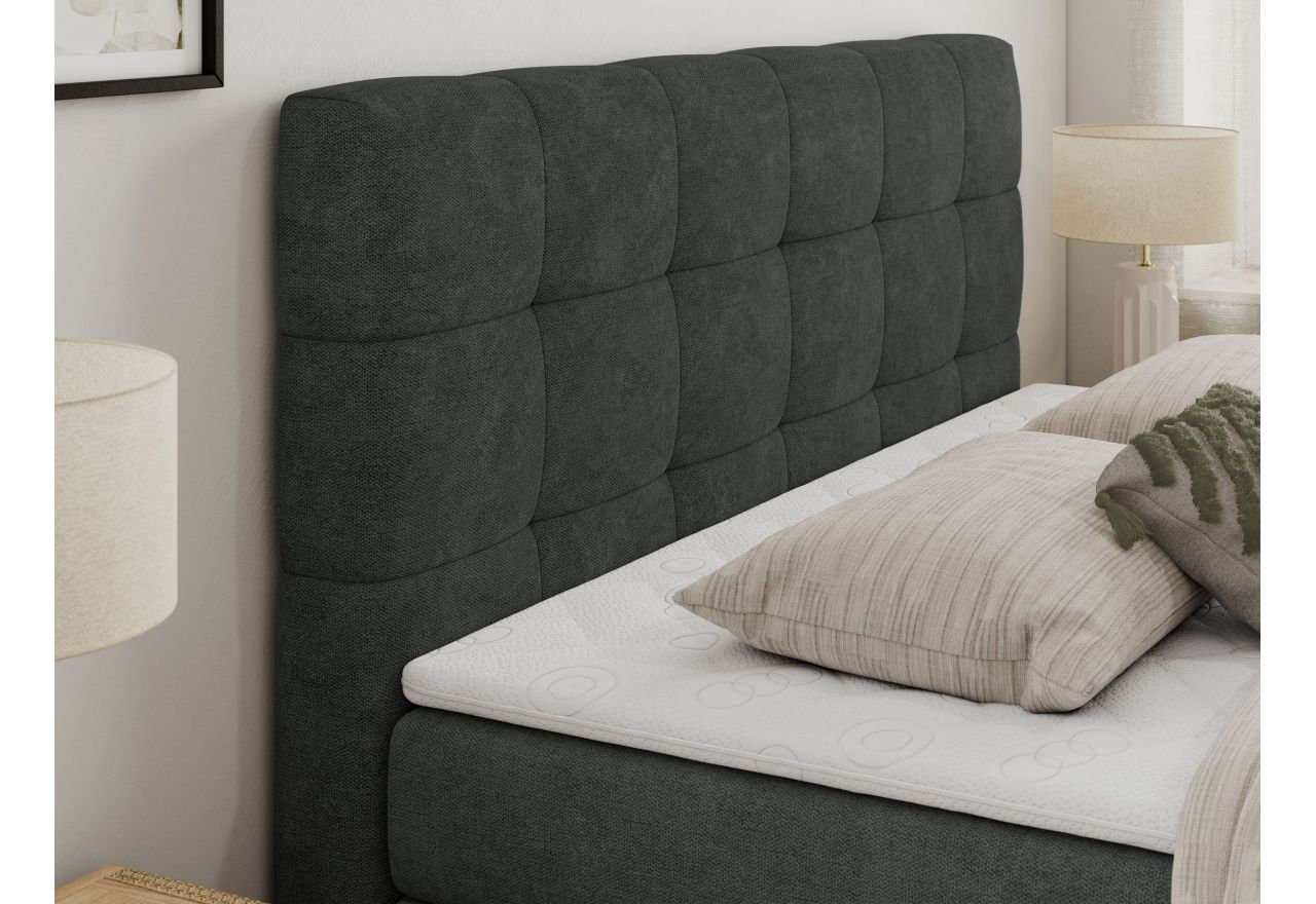 Łóżko kontynentalne LUKA KING 120x200 - H4 - ciemnoszary, struktura