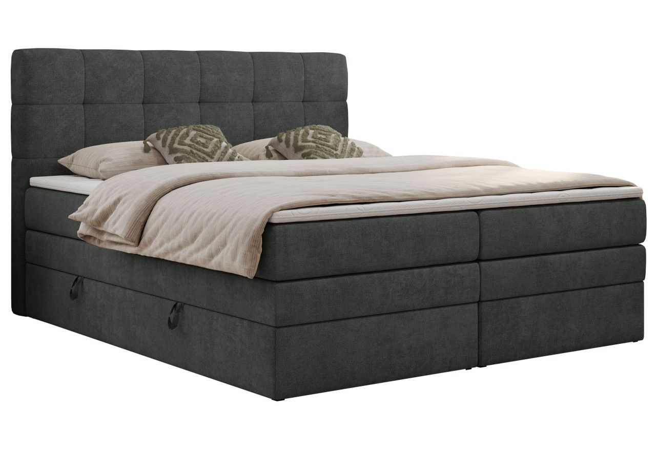 Łóżko kontynentalne LUKA KING 120x200 - H4 - ciemnoszary, struktura