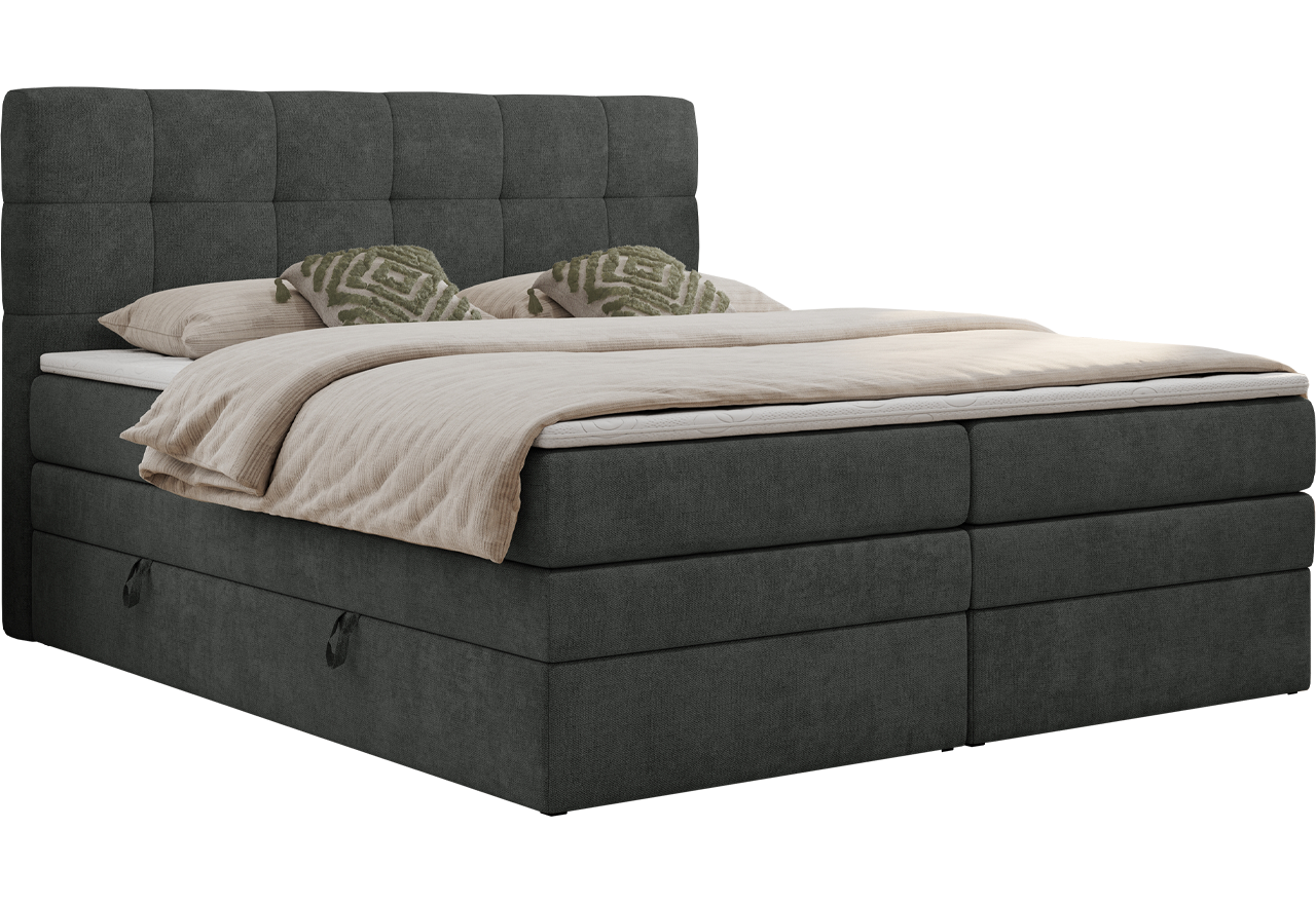 Łóżko kontynentalne LUKA KING 140x200 - H4 - ciemnoszary, struktura