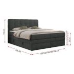 Łóżko kontynentalne LUKA KING 140x200 - H4 - ciemnoszary, struktura