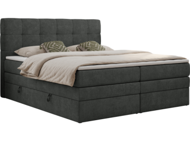 Łóżko kontynentalne LUKA KING 180x200 - H4 - ciemnoszary, struktura