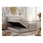 Łóżko kontynentalne LUKA KING 120x200 - H3 - beżowy, struktura