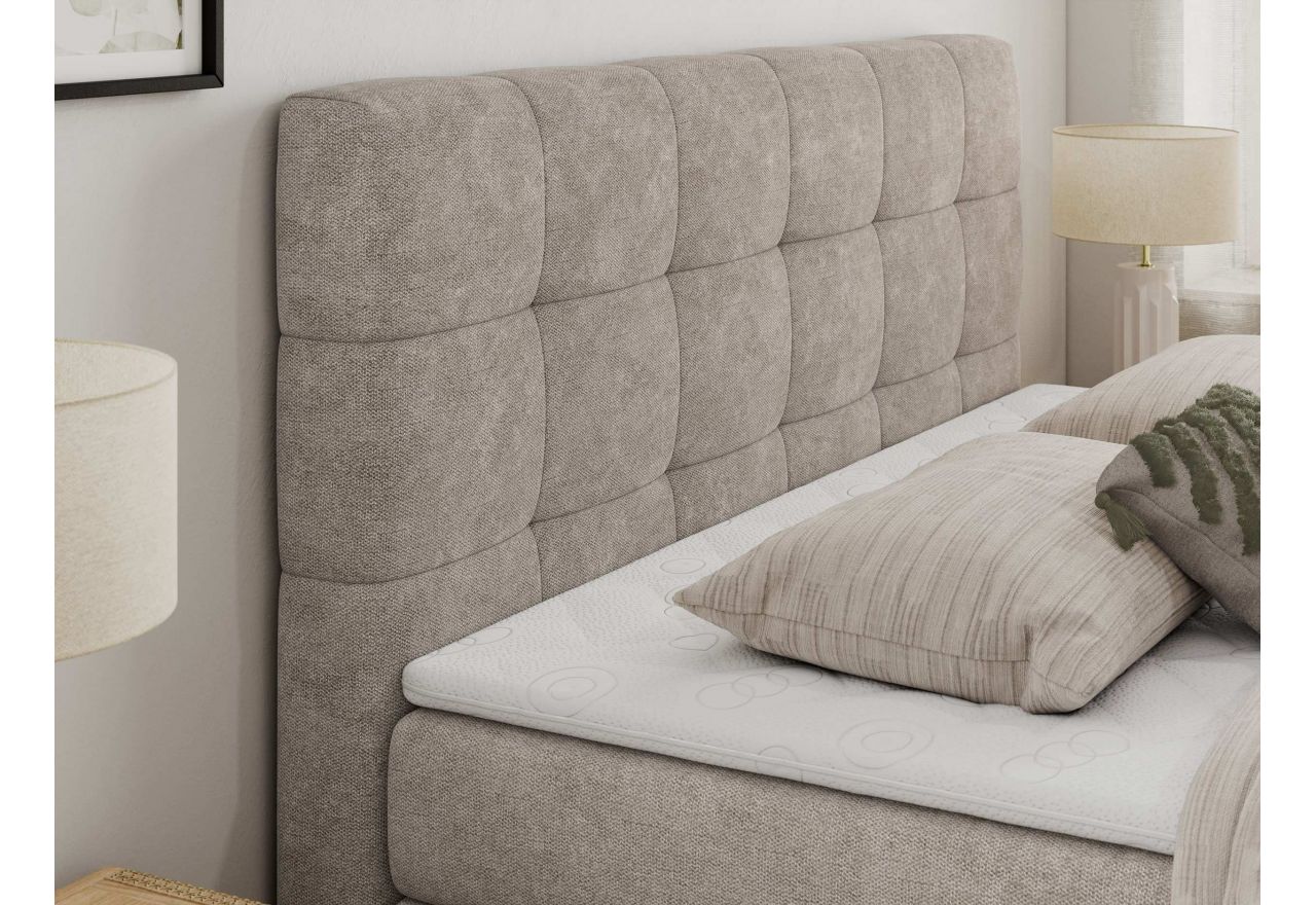 Łóżko kontynentalne LUKA KING 120x200 - H3 - beżowy, struktura