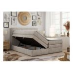 Łóżko kontynentalne LUKA KING 140x200 - H3 - beżowy, struktura