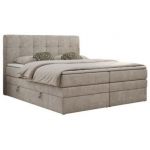 Łóżko kontynentalne LUKA KING 200x200 - H3 - beżowy, struktura