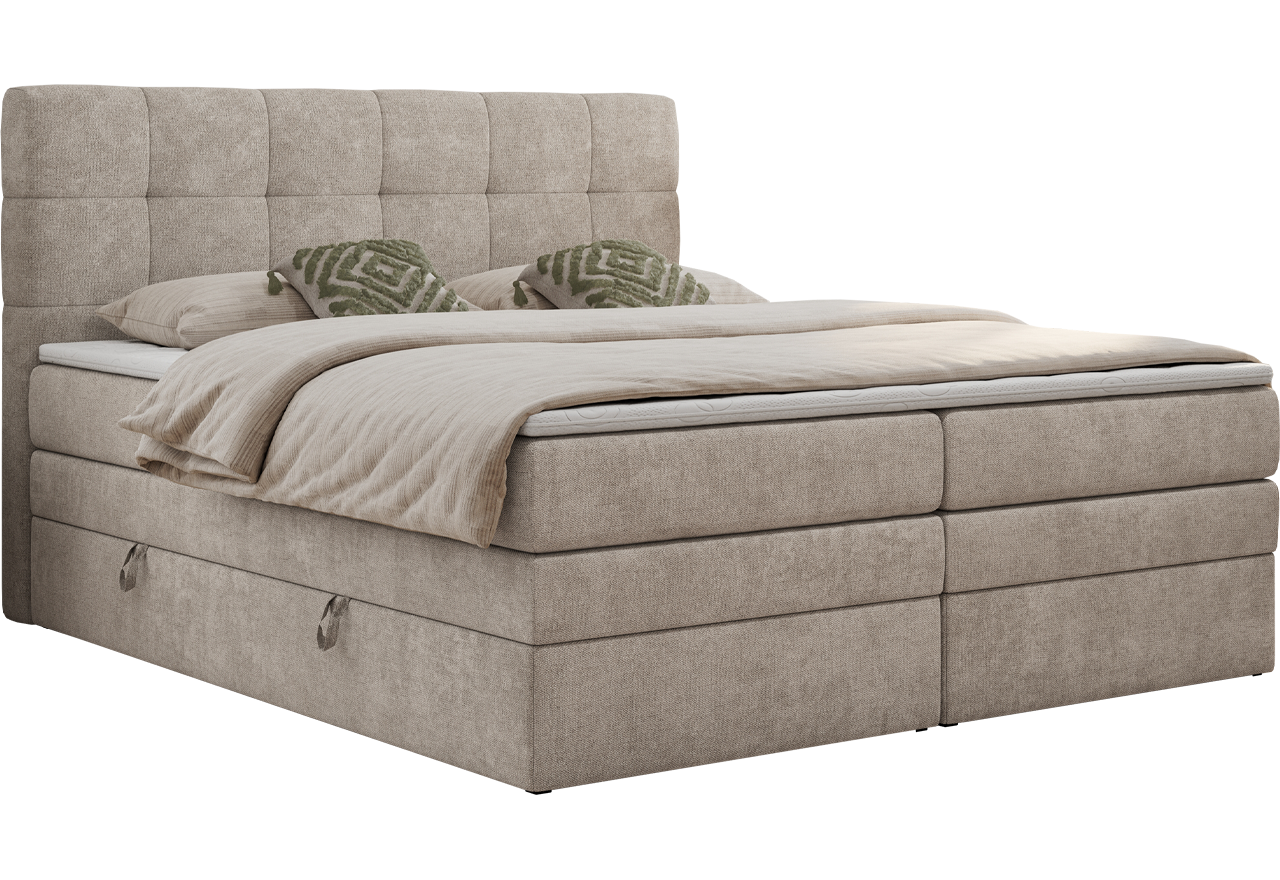 Łóżko kontynentalne LUKA KING 140x200 - H4 - beżowy, struktura