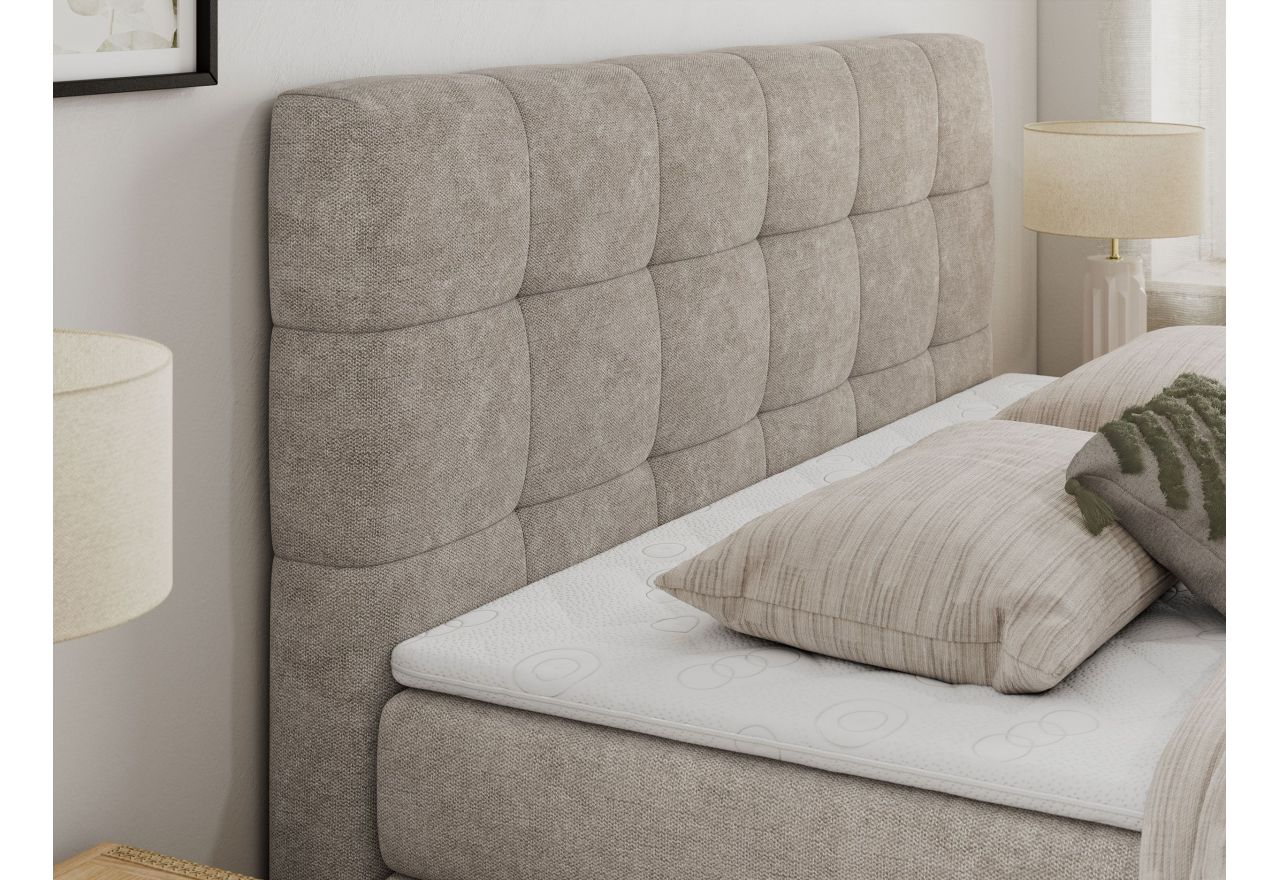 Łóżko kontynentalne LUKA KING 140x200 - H4 - beżowy, struktura