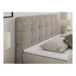 Łóżko kontynentalne LUKA KING 140x200 - H4 - beżowy, struktura