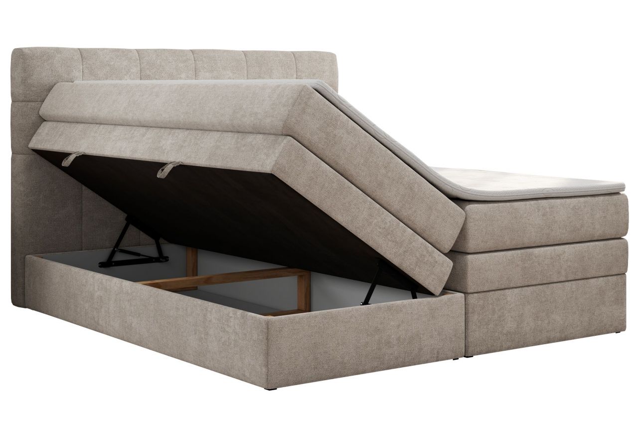 Łóżko kontynentalne LUKA KING 160x200 - H4 - beżowy, struktura