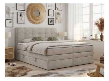 Łóżko kontynentalne LUKA KING 200x200 - H4 - beżowy, struktura