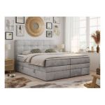 Łóżko kontynentalne LUKA KING 120x200 - H3 - jasnoszary, welwet