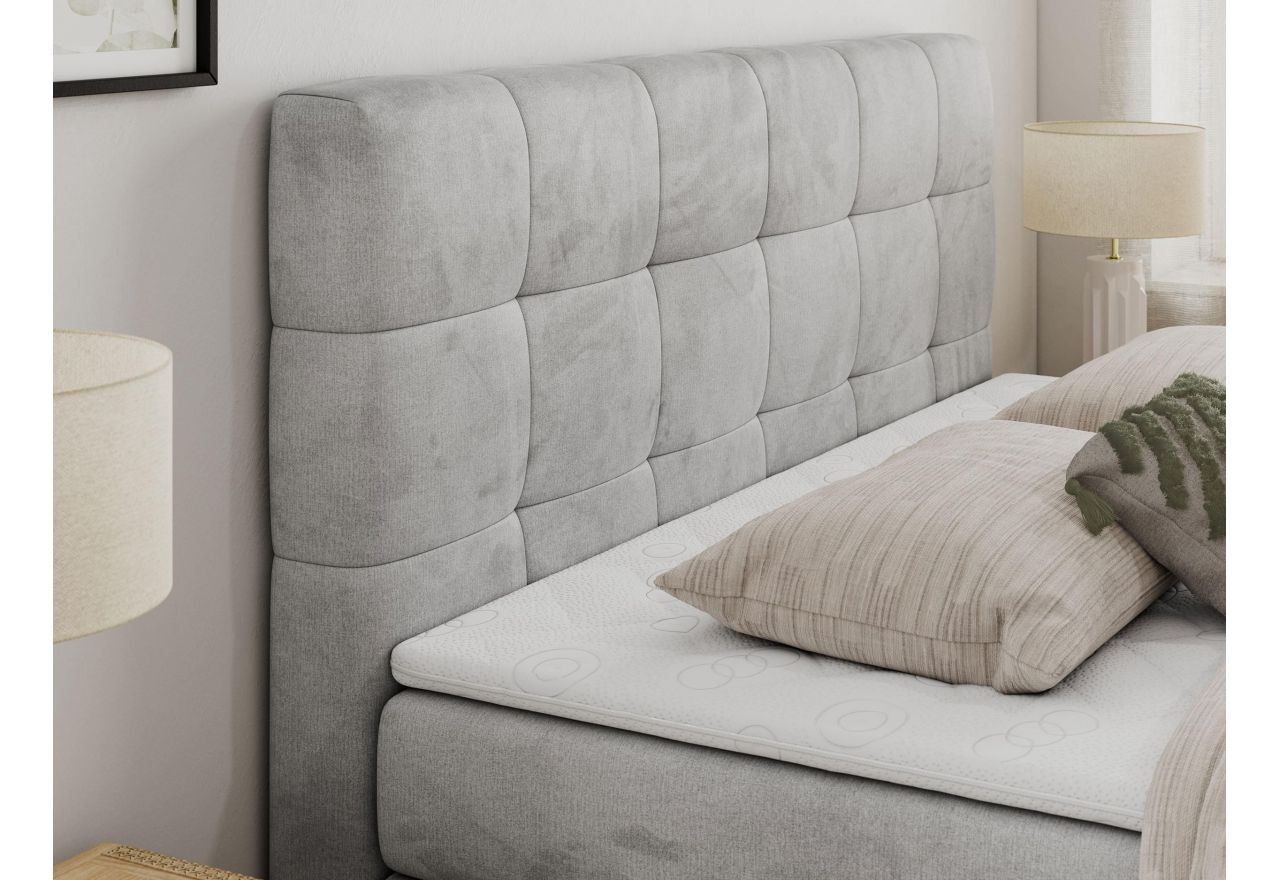 Łóżko kontynentalne LUKA KING 120x200 - H3 - jasnoszary, welwet