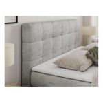 Łóżko kontynentalne LUKA KING 120x200 - H3 - jasnoszary, welwet