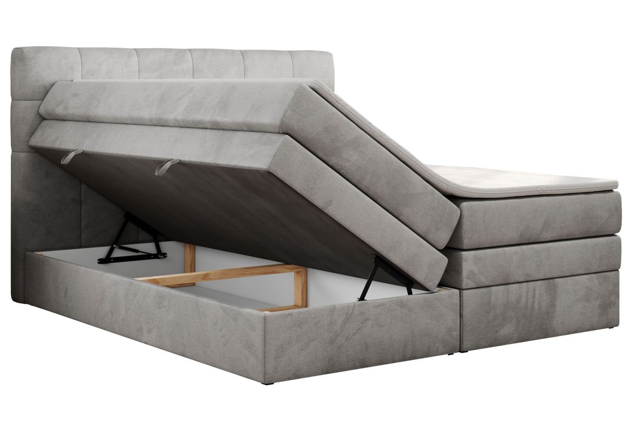 Łóżko kontynentalne LUKA KING 160x200 - H3 - jasnoszary, welwet