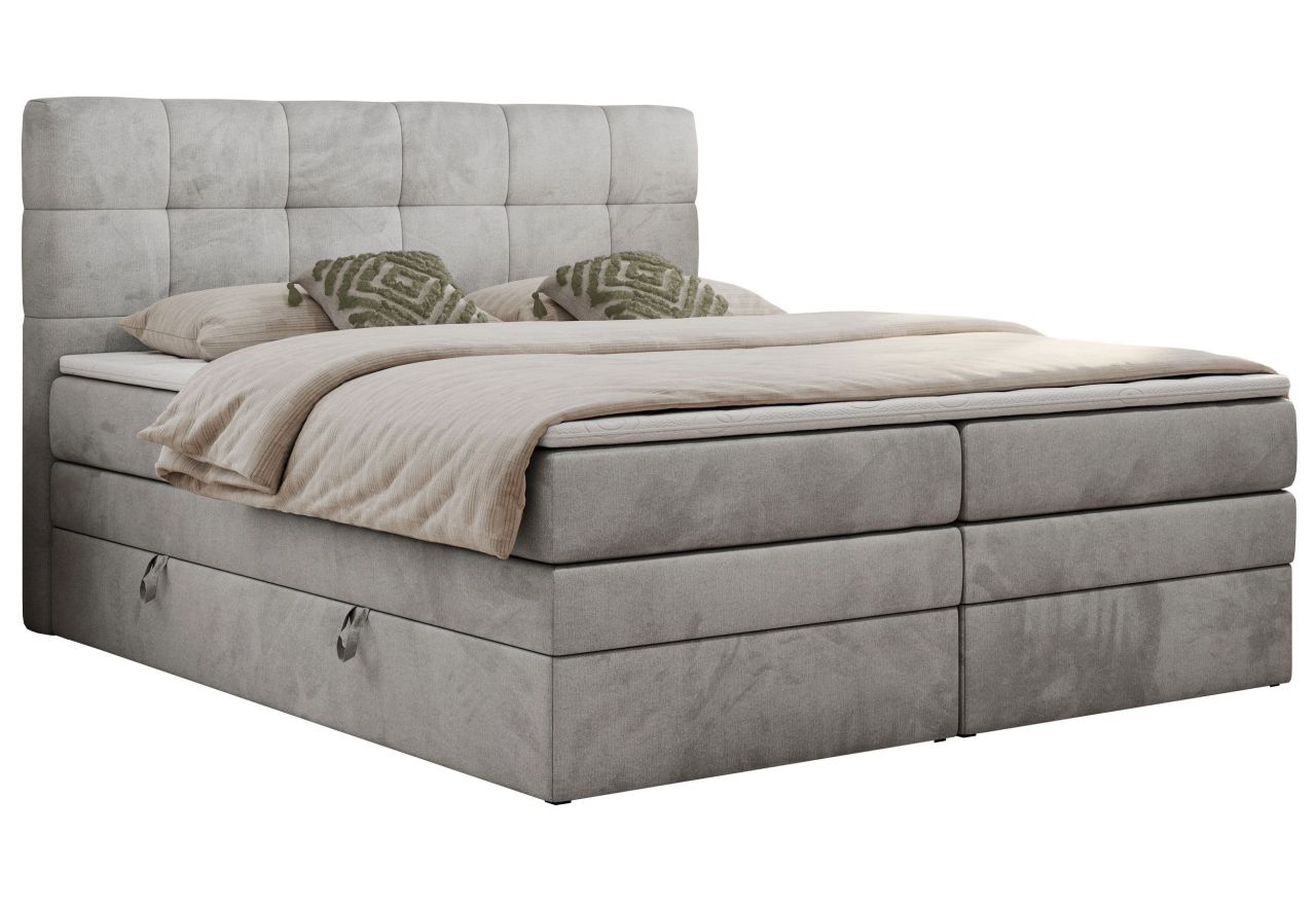 Łóżko kontynentalne LUKA KING 120x200 - H4 - jasnoszary, welwet
