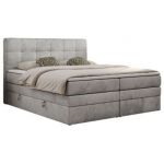 Łóżko kontynentalne LUKA KING 160x200 - H4 - jasnoszary, welwet