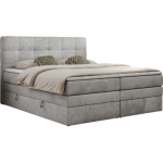 Łóżko kontynentalne LUKA KING 200x200 - H4 - jasnoszary, welwet