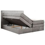 Łóżko kontynentalne LUKA KING 200x200 - H4 - jasnoszary, welwet