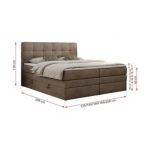 Łóżko kontynentalne LUKA KING 120x200 - H3 - brązowy, welwet