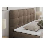 Łóżko kontynentalne LUKA KING 120x200 - H3 - brązowy, welwet