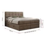 Łóżko kontynentalne LUKA KING 160x200 - H3 - brązowy, welwet