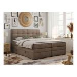 Łóżko kontynentalne LUKA KING 180x200 - H3 - brązowy, welwet