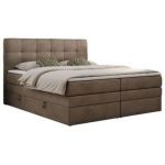 Łóżko kontynentalne LUKA KING 200x200 - H3 - brązowy, welwet