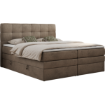 Łóżko kontynentalne LUKA KING 180x200 - H4 - brązowy, welwet