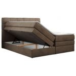 Łóżko kontynentalne LUKA KING 180x200 - H4 - brązowy, welwet